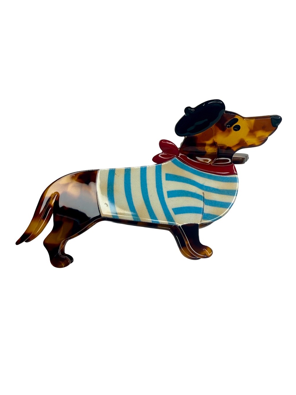 French Parisian Dog Lover Dachshund Hair Claw Clip Tortoiseshell Novelty NWOT